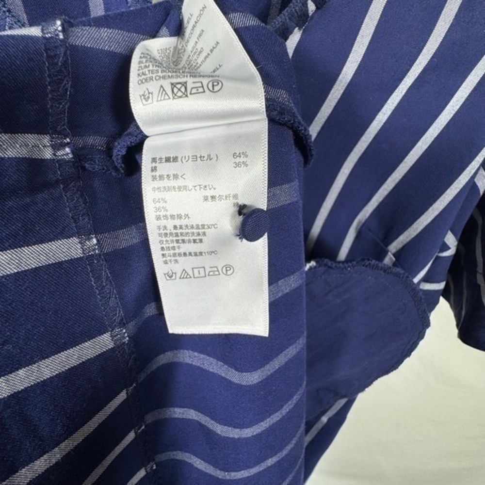 Tommy Bahama Dress M Medium Blue White Vista Stripe V Neck Flutter Sleeve Casual - Picture 5 of 16